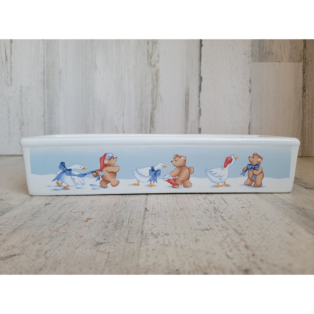 House of Lloyd cracker cookies serving dish Teddy bear goose Xmas vintage